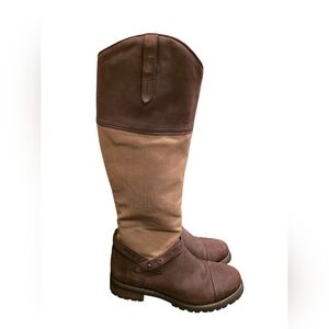 ARIAT Sherborne Brown and Tan Leather/Canvas Over the Knee Boots - Size 7 1/2